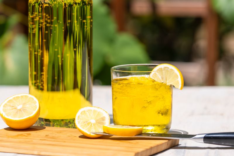 Fresh squeezed lemonade with ice and mint